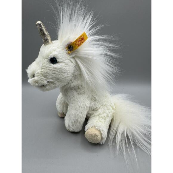 Stieff Unicorn Plush UNICA Stuffed Button Ear 6" Cream White - Picture 1 of 7